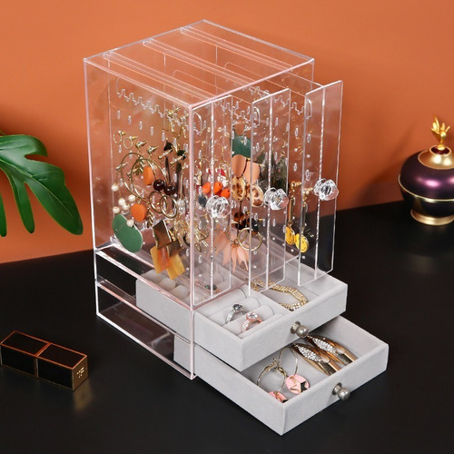 Imagen 4 de 5 de Caja Acrilica Organizador Aros Y Joyas A Cajones 10506