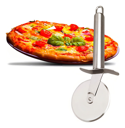 10 Cortador De Pizza Para Massa Grossa Em Aço Inox Cor Prateado