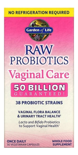 Garden Of Life - Raw Probiotics Vaginal Care 50bi - 30 Caps Sabor Without flavor