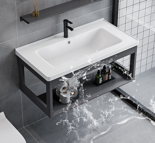 Lavabo Marmol Rectangular Minimalista Moderno Con Espejo