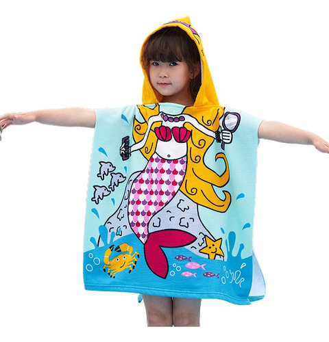 Toalla De Playa Para Niños Con Capucha, Poncho De Playa