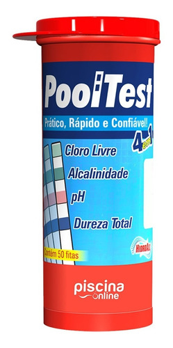 Kit De Teste P/ Piscina Fita 4 Em 1 - 50 Tiras