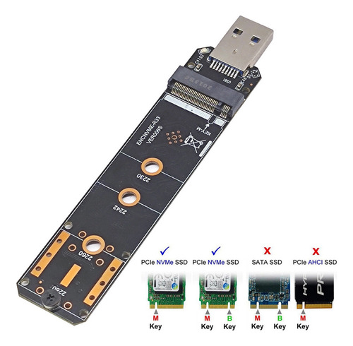 3 Adaptadores M.2 Nvme Ssd A Usb3.2 Gen2 De 10 Gbps M.2 Nvme