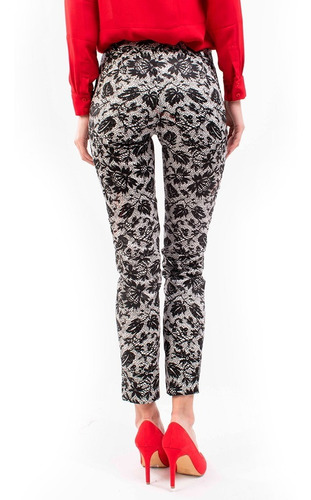 Pantalón De Vestir Cotton Satén Estampado Mia Loreto Nougat