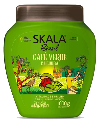 Skala Café Verde Máscara Vegana Hidratante Rulos Ondas X 1kg