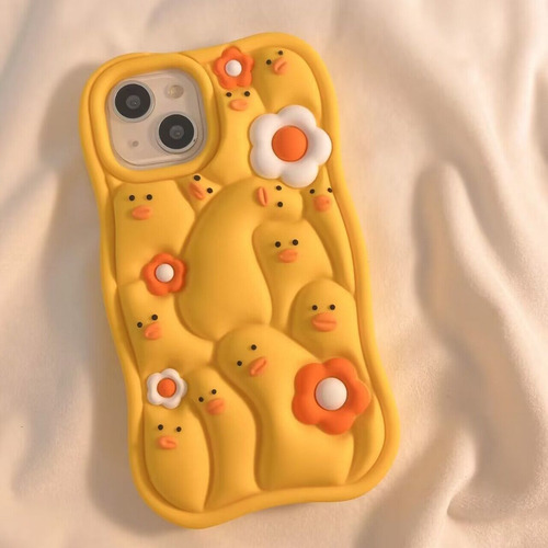 Funda Con Una Bonita Flor En 3d Y Un Pato Torcido For iPhone