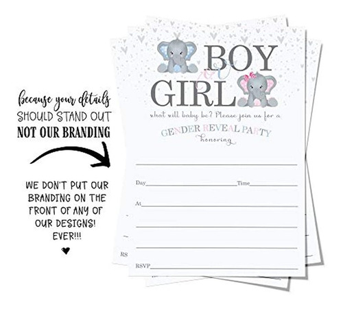 Tarjeta De Invitacion Con Diseño De Elefantes(25 Unidades)