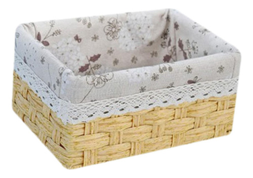 Cesta Tejida Rectangular Organizadora Para Decoración Del M
