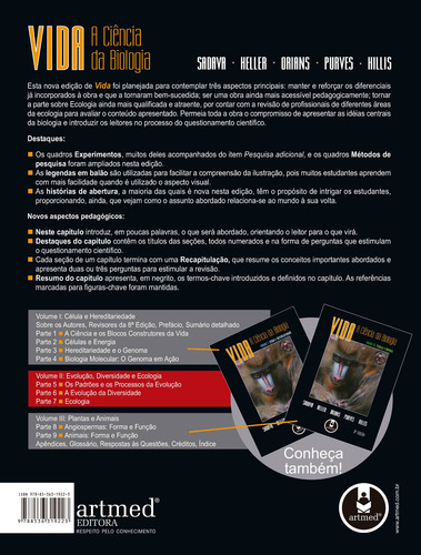 Vida: A Ciência da Biologia: Volume 2: Evolução, Diversidade e Ecologia, de Sadava, David. Vida (2), vol. 2. Editorial Artmed Editora Ltda., capa mole em português, 2009