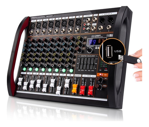Mezclador Digital De 8 Canales, Consola Mezcladora, , Usb,
