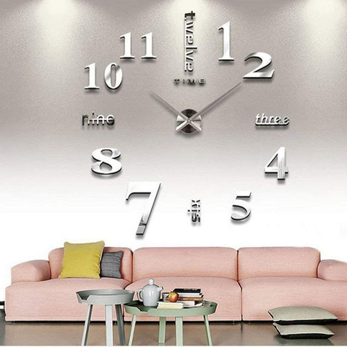 Reloj 3d Gigante 140cm Pared Decor Espejo Black Ingles Color de la estructura Dorado Color del fondo n/a