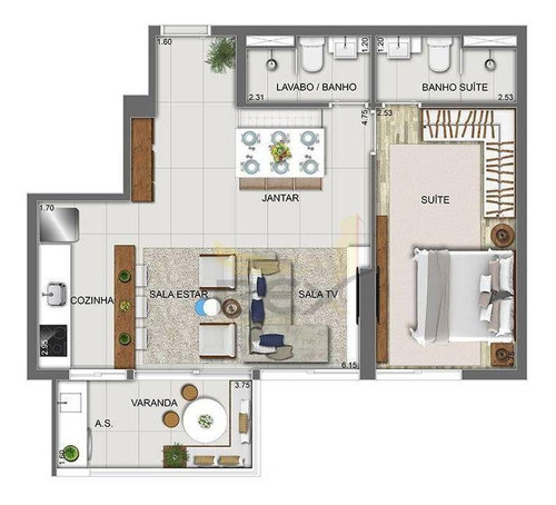 Imagem 8 de 30 de Apartamento De 2 Dormitórios Sendo 1 Suíte À Venda, 53 M² Por R$ 517.000,00 - Alphaville Empresarial - Barueri/sp - Ap0711
