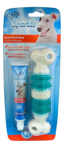 Afp Sparkle Pasta Dental+cepillo Dental Hueso Perro Mascota Sabor Mantequilla De Maní