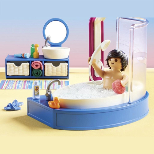 Playmobil Baño Completo 1 Figura Padre +50 Accesorios 70211 Baño Completo