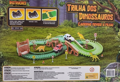 Imagem 3 de 3 de Trilha Maluca Pista Dos Dinossauros Carrinho Blocos Montar