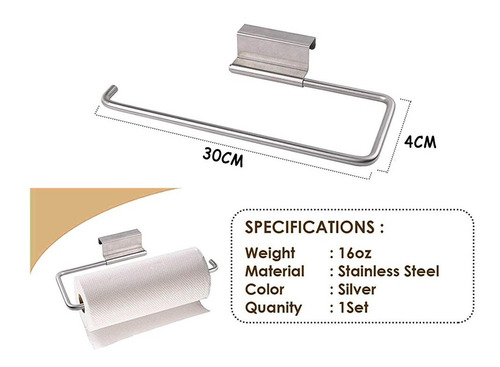 Imagen 4 de 10 de Porta Rollo Para Papel De Cocina Soporte Repasador