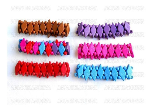 Pulseras De Madera Colores Elasticas X 6 Unidades