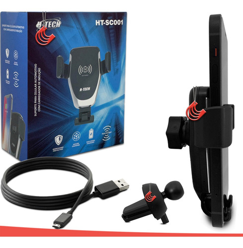 Imagem 4 de 7 de Suporte De Celular Carregador Wireless 12v Saída Ar