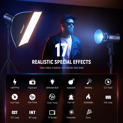 Lámpara De Vídeo Led Neewer Ms150c Rgbww 150w Con Control 27