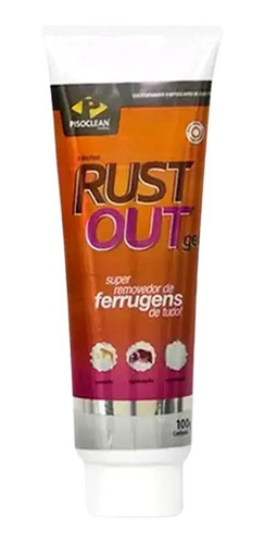 Pisoclean Rust Out Gel 100g Tira Ferrugem Roupa Piso Metal