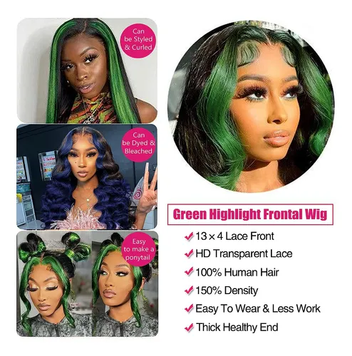 Green frontal wig online
