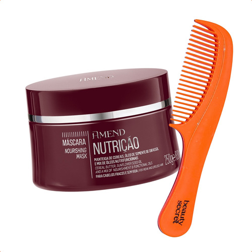 Kit Máscara Amend Nutrição 250g E Pente Beauty Secret