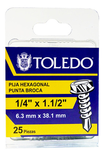 Pija Hexagonal Punta Broca #14 X 1.1/2 25pz Toledo