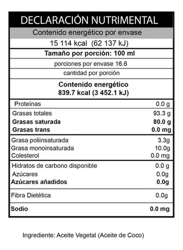 Aceite De Coco Extra Virgen - Botella 1.66 Litros