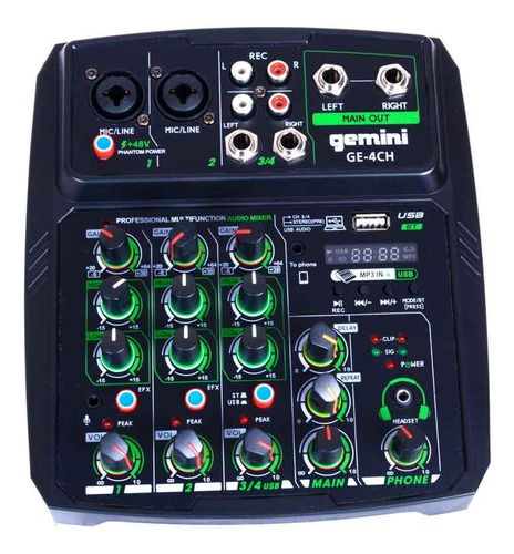 Mini Mixer 4 Channel Gemini Ge-4ch Bluetooth