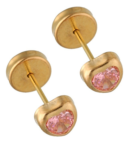 Aros Abridores Lili Oro 18kts Corazón Con Cubic 4mm Li-127