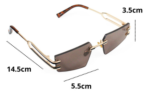 Lentes De Sol Diseño Vanguardista Elegante Unisex Carey Café Café Dorado