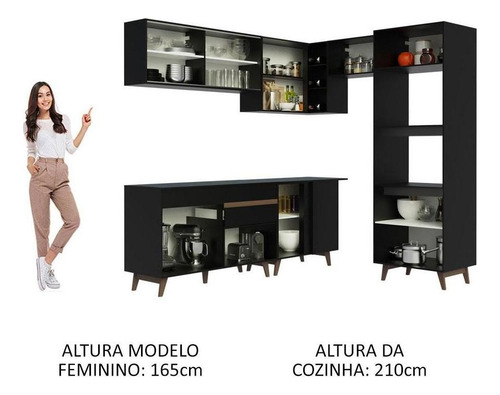 Cocina Integral Completa Modular Esquinero Madesa Reims 402cm Color Negro 02