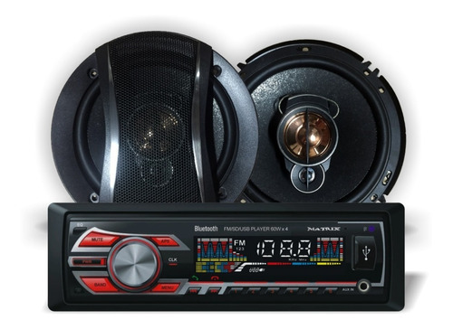 Combo Stéreo Usb Sd Radio Bluetooth + Parlantes 6´´ Matrix