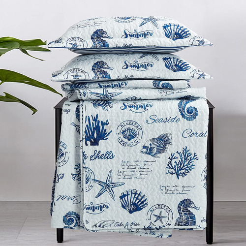 Set De Colcha Con Estampado De Conchas Marinas De Royal