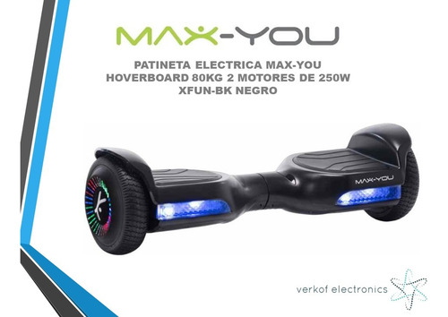 Patineta Electrica Max-you Hoverboard 80kg Xfun-bk Negro Negro (Reacondicionado)
