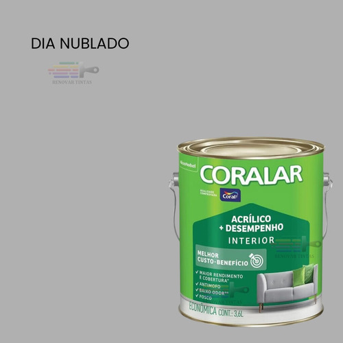 Tinta Acrílica Coralar Anti Mofo Econômica Cores 3,6 Litros Cor Dia Nublado