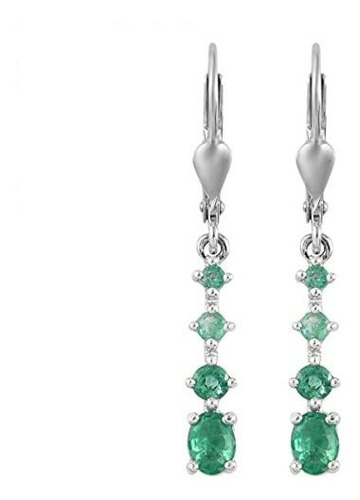 Pendientes Gota Esmeralda Plata Ley 925 Mujer