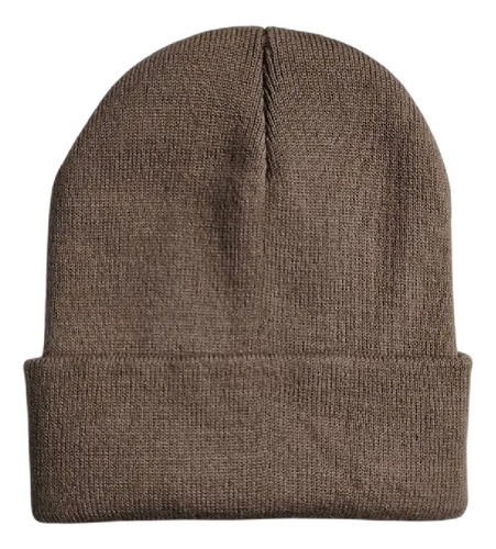 Gorro Lana Tejido Abrigado Liso Moda Unisex. Marrón Oscuro Único Lisa