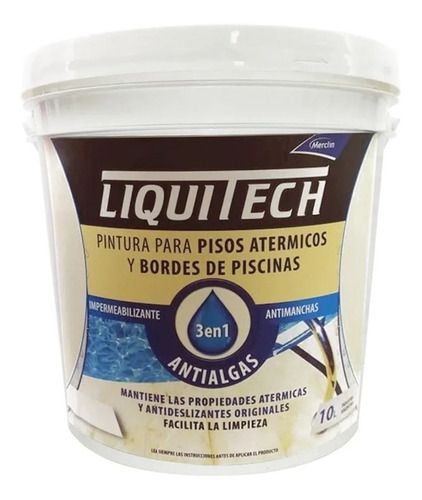 Pintura Pisos Atermicos Y Bordes 10lt Liquitech Merclin Color Blanco