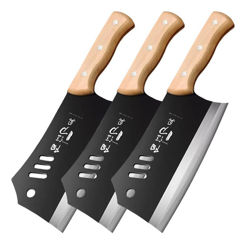 Cuchillos Artesanales, Mxmae-003, 3 Pzas, 29cm, Cuchillo Par Color Acero