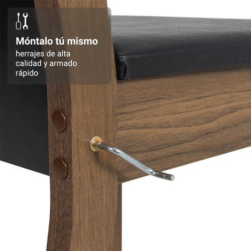 Mesa De Comedor Con Mesa Y 8 Sillas Madesa Justine Mn Color Marrón/Negro Diseño de la tela de las sillas Liso