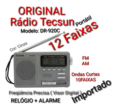 Rádio Portatil Original Tecsun 920c Fm Am + Sw Ondas Curtas