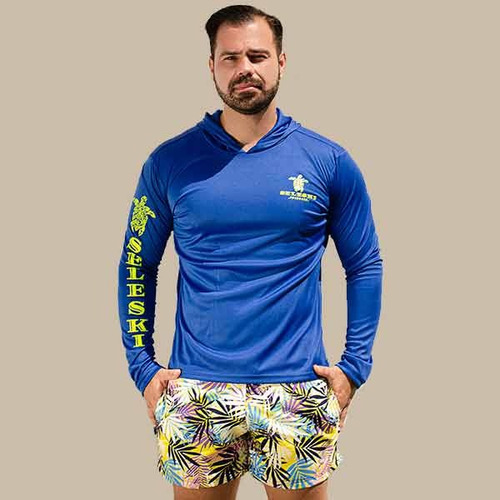 Seleski .swimwear. Hoodies Azul Rey Con Amarillo Meón