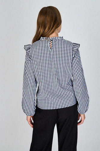 Blusa Con Vuelos Berni Gingham Eclipse