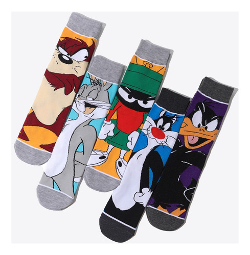 5pares Calcetines Bugs Bunny Pato Lucas Dibujos Anime Cómodo