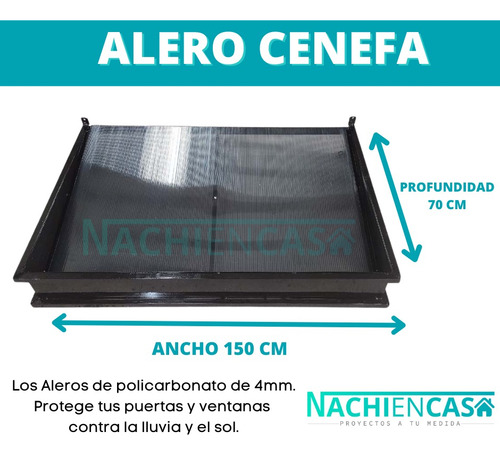 Imagen 2 de 9 de Alero Con Cenefa 150x70 Techos Protectores De Puertas