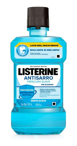 Enjuague Antisarro Sin Alcohol 500ml Listerine 