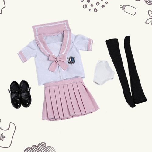 Traje De Uniforme De Colegiala A Escala 1:6, Ropa Para