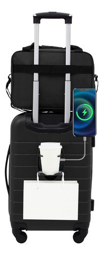 Set De Equipaje Wrangler Smart Black Con Portavasos, Puerto