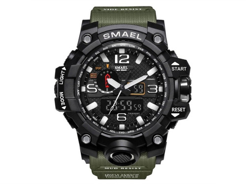 Reloj Militar Smael 1545 Verde S Shock Táctico Sumergible